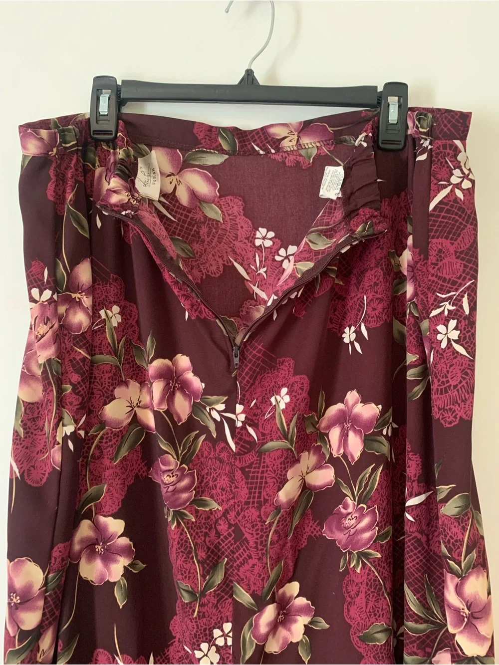 ⁠Vintage Kathie Lee Floral Maxi Skirt Plum Purple Plus Size 22W 90s Whimsygoth